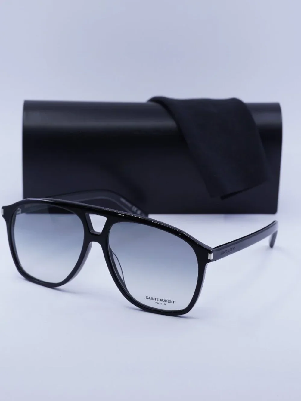 Saint Laurent SL596 DUNE 006 Aviator Sunglasses - Black / Grey